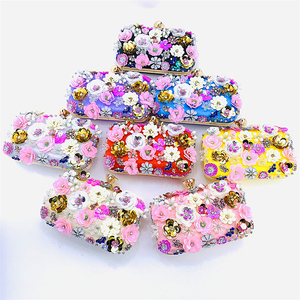Frizioni donna alla moda decorazione floreale di lusso fatto a mano con perline <span class=keywords><strong>da</strong></span> <span class=keywords><strong>sera</strong></span> borsa a tracolla a catena - Product Image 5