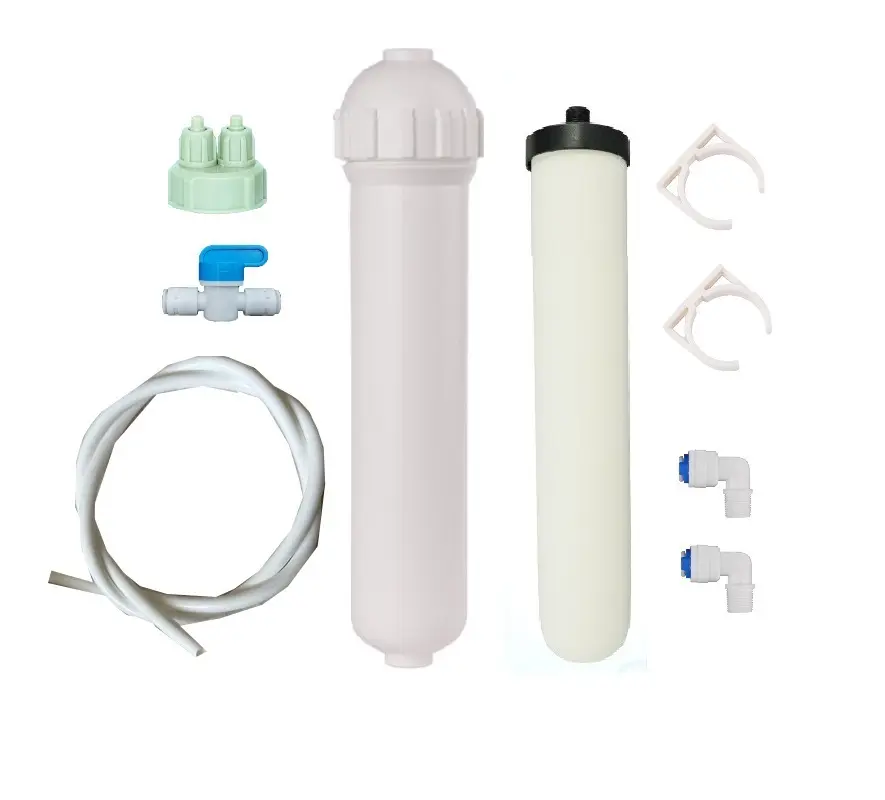 Filterwell Portatile 10 pollici a vite-on filtro per l'acqua in ceramica candela purificatore con custodia In Plastica e pompa Gonfiabile