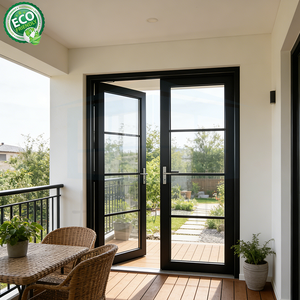 Puertas Modernas de Aluminio y Vidrio Directo de Fábrica, Puertas Dobles Asimétricas de Entrada Principal con Vidrio Templado - Product Image 2