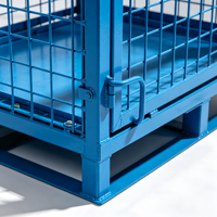 Cage de stockage industrielle en acier robuste, pliable et empilable, avec grille métallique, pour entrepôt et conteneur à roulettes
