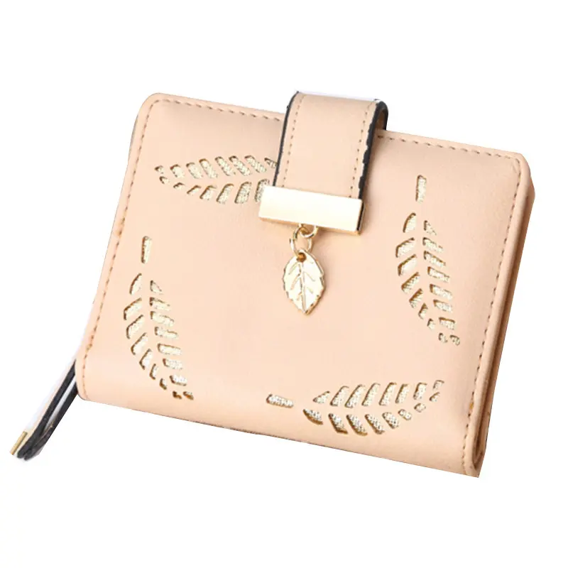 パニー新しい中空の葉デザインコイン & カード財布ファッションジッパーPU安いファンシー財布女性のための短い財布