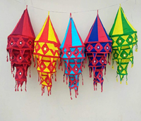 Lot de gros abat-jour décoratif indien en coton fait à la main lanternes en tissu de coton lanternes artisanales pliables décor suspendu