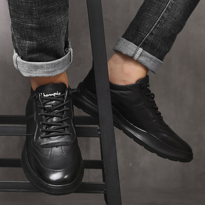 Men's Sporty <b>Lace</b>-Up Slip-On <b>White</b> Walking Shoes Genuine Leather Rubber Outsole Cushioning Light Solid Fashion Trend Closed Toe - Product Image 4