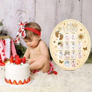 Cadre photo pour photos de nouveau-né Bear Milestone - Cadre photo en bois à plusieurs compartiments pour photos de bébé - Product Image 3