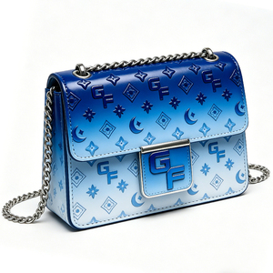 Top Designer Wholesale Women's Bags Metal Chain <b>Shoulder</b> <b>Strap</b> High Quality PU Blue Gradient <b>Shoulder</b> Crossbody Bag - Product Image 5