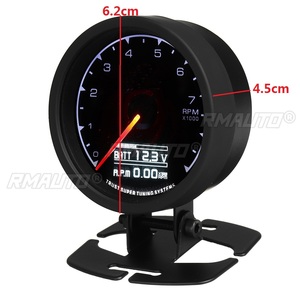 เกจวัดความเร็วรอบเครื่องยนต์แบบดิจิตอล LCD ขนาด 62 มม. 2.5 นิ้ว 7 สี พร้อมหน้าจอแสดงผลแบบหลายค่า D/A วัดแรงดันน้ำมัน วัดอุณหภูมิน้ำ วัดแรงดันสุญญากาศ วัดแรงดันไฟฟ้า วัดแรงดันเทอร์โบ พร้อมเซ็นเซอร์ - Product Image 2