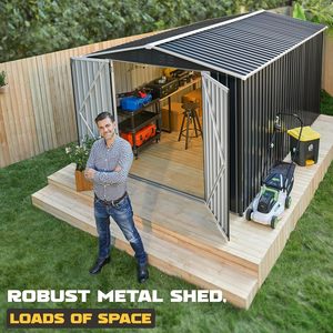<strong>8</strong> <strong>X</strong> 12 FT Outdoor Storage <strong>Shed</strong> Metal Garden <strong>Shed</strong> Tool <strong>Sheds</strong> for Backyard Garden Patio Lawn Black - Product Image 5