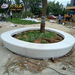 Nouvelle banc-bac à plantes en béton préfabriqué Magic Stone blanc, sur mesure pour patio et jardin - Product Image 2