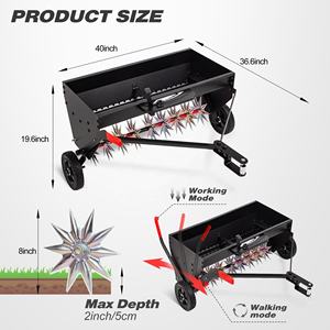 Buy-Wish traino Spiker seminatrice in acciaio tramoggia di semi a goccia fertilizzante spargitore di sale da giardino trattore per prato trasmettono Compost aeratori - Product Image 3