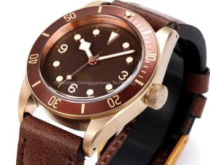 Montre mécanique multifonctionnelle pour homme, mouvement automatique en bronze bleu courbé, diamètre 43 mm, bracelet en cuir de vache italien, robuste - Product Image 3