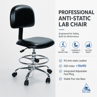 Silla de Cuero PU ESD KEXING COS-103, Ergonómica, Altura Ajustable, Taburete de Laboratorio, Asiento para Sala Limpia, Taller Industrial y Laboratorio