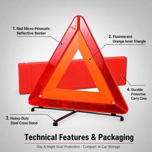 Triangle <span class=keywords><strong>de</strong></span> signalisation réfléchissant 42 cm pour assistance en cas <span class=keywords><strong>de</strong></span> panne <span class=keywords><strong>de</strong></span> véhicule - Outil d'urgence en plastique durable pour <span class=keywords><strong>voiture</strong></span> - Product Image 6