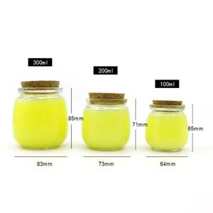 Pot en verre rond à large ouverture pour gelée, yaourt et pouding, avec couvercle en liège, personnalisable, 100ml, 200ml, 300ml - Product Image 2