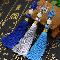 Pendentifs de mode faits main en perles, nœuds chinois, nœuds en fil de nylon et de jade, avec disque USB miniature et peigne, pour marque-pages, cartes d'invitation et décorations suspendues