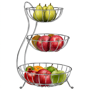 Cesta para Frutas de Acero Inoxidable, de Tres Niveles, con Soporte de Alambre, Organizador de Almacenamiento de Frutas y Verduras para Encimera de Cocina - Product Image 1