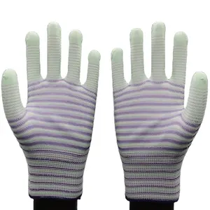 13 g nylon nahtloses strickeln palm-pu-beschichtung zebristreifen staubfreie arbeit elektronisch fabrik arbeitsschutz gartenhandschuhe