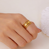 Bague pour femme en acier inoxydable plaqué or, ouverte, torsadée, superposée, réglable, étanche, inaltérable, cadeau
