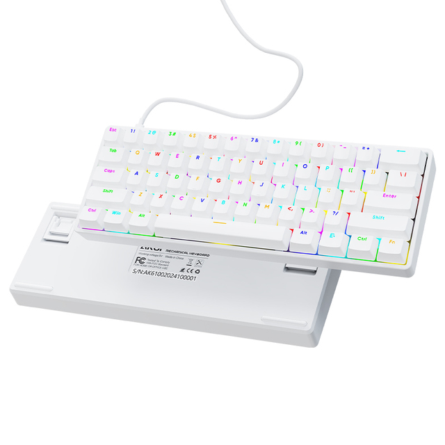 Professional 61-Keys RGB Backlit Mini Gaming Keyboard Wired USB & Wireless Features White Mechanical Operation for Office Gaming