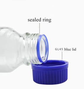 स्क्रू ब्लू ऑरेंज कैप के साथ परीक्षण प्रयोगशाला के लिए 100 मिलीलीटर 250 एमएल 500 एमएल पारदर्शी पैमाने लैब ग्लास स्टोरेज बोतल (स्क्रू कैप) - Product Image 6