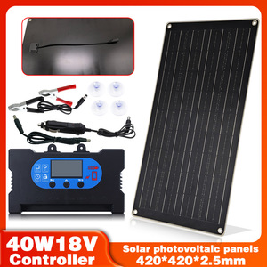 แผงโซลาร์เซลล์โมโนคริสตัลไลน์ 40W 12V 18V พร้อมตัวควบคุมสำหรับรถเรือรถจักรยานยนต์การชาร์จฉุกเฉิน - Product Image 3