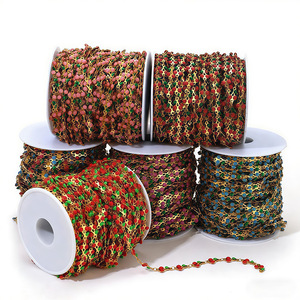Chaîne à maillons colorés Aceworks Cherry Charm en acier inoxydable plaqué or 18K PVD, vendue au mètre pour bracelets et colliers DIY - Product Image 2