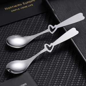 Cuillère à café en acier inoxydable, cuillère créative pour mug, cuillère mignonne en forme de cœur pour dessert et glace - Product Image 4