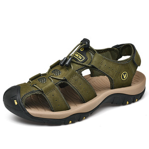 Sandalias con protección para los dedos del pie para hombre, zapatos informales transpirables, zapatos de apoyo para caminar, zapatos para hombre con cordón de cierre rápido para viajes al aire libre en la montaña - Product Image 6