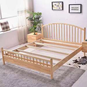 Cama Nórdica de Madera Maciza, Acabado Natural, Cama Doble de 1.8m; Cama Windsor de Madera Maciza Elegante de 1.5m para Alojamientos Turísticos; Cama Princesa - Product Image 6