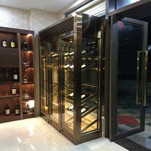 Enfriador de Vino de Acero Inoxidable de Fábrica Foshan, Enfriador Dorado Independiente con Vitrina Integrada, Refrigeradores Eléctricos - Product Image 5