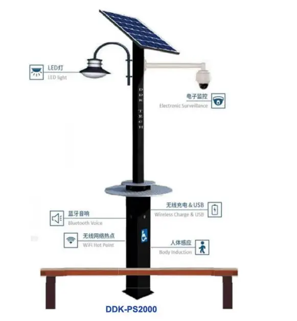 カスタマイズされた多機能ストリートパブリックWifi携帯電話充電スチール屋外ソーラービーチチェア