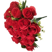 Bouquet de 18 têtes de roses artificielles en soie pour mariage et décoration intérieure