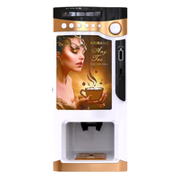 Distributeur automatique de café instantané intelligent mini, 3 boissons chaudes pré-mélangées, prise multi-tension, neuf, en acier, pour