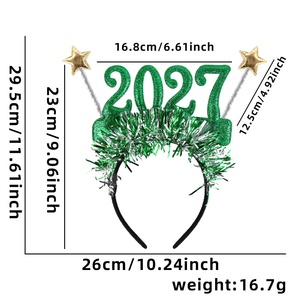 Nuova Fascia per Capelli Natalizia 2027, Creativa Fascia con Numero per Capodanno, Decorazione per Festa di Capodanno, Fascia con Nastro <span class=keywords><strong>a</strong></span> Stella - Product Image 6