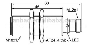 LANBAO distance Étendue série cylindrique M12 connecteur SANS Chasse D'eau M18 Détecteur Inductif - Product Image 2
