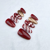Vernis à ongles portable fait à la main de haute qualité réutilisable de style festif rouge de Noël