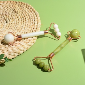 Petit rouleau de jade à double tête avec logo personnalisé, masseur facial méridien en pierre de quartz à carreaux, masseur de soins de santé pour le visage - Product Image 2