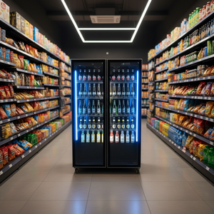 <span class=keywords><strong>Armoire</strong></span> réfrigérée à bière à température unique commerciale, 2 portes, intégrée, vitrine de réfrigération pour boissons, conservation de la fraîcheur - Product Image 1