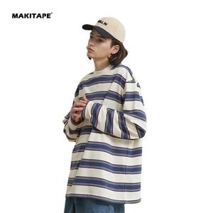 UN201 OEM CUSTOM 280gsm Cotton <b>Shirts</b> <b>Men</b> <b>Striped</b> Heavy Round Neck Long Sleeve Vintage <b>Striped</b> <b>T</b> <b>Shirt</b> - Product Image 2