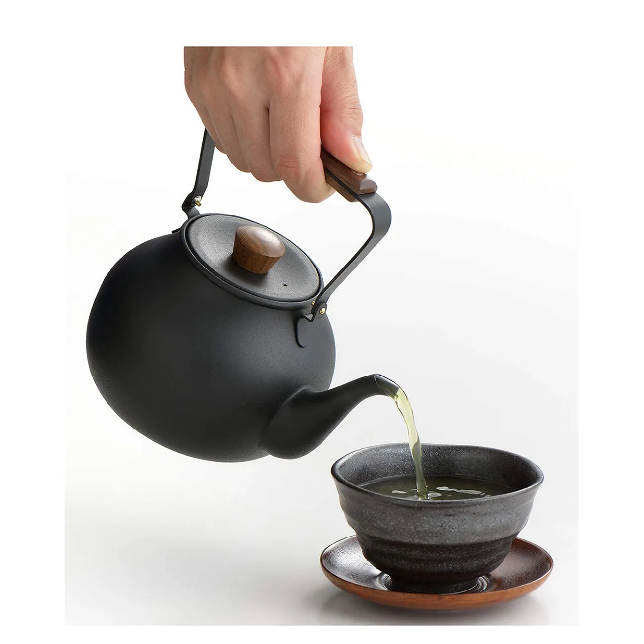 Service à thé moderne de style japonais Offre Spéciale théière en bois et en acier inoxydable écologique de grande capacité de 700ml pour un usage quotidien