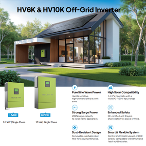 ชุดโซลาร์เซลล์สำหรับบ้านแบบไฮบริด 10kW ออฟกริด HV10K ใช้ร่วมกับแบตเตอรี่ HB500 51.2kWh 200aH  ปรับขนาดได้สำหรับใช้งานในแอฟริกา HV10K + HB50 - Product Image 2