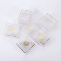 Boîte transparente carrée et rectangulaire en PET écologique pour bonbons, chocolats, aliments, cadeaux de mariage avec dorure à chaud et gaufrage