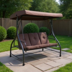 Hamac convertible 3 places, balançoire de jardin, chaise à bascule d'extérieur, structure métallique, design traditionnel, mobilier de patio - Product Image 2