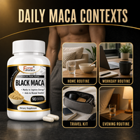Capsules de racine de maca noire, complément alimentaire naturel à base de plantes, soutien quotidien au bien-être des hommes adultes, 90 capsules, végétalien, sans gluten
