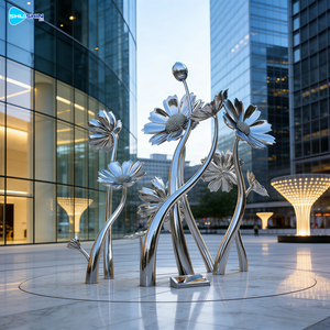 Escultura Moderna y Popular de Tulipán en Acero Inoxidable Pulido con Impresión UV y Soldadura, de Gran Tamaño, para Decoración Urbana - Product Image 6