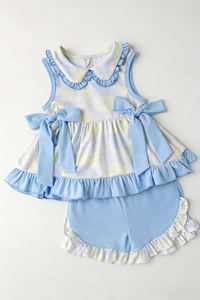 GSSO3438 CUSTOM Conjunto de Ropa para Niña Pequeña con Estampado de Gansos y Flores Rosas, Venta al por Mayor, Manga Corta - Product Image 3