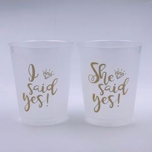 BST Bachelorette Elle A Dit Oui Décoration Tasses De Fête 16oz PP Coupe De Stade Écologique avec Logo Personnalisé - Product Image 1