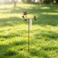 Pluviomètre rustique en métal OEM ODM en forme de colibri, piquets de jardin, décoration rustique pour la cour, la pelouse et l'extérieur