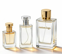 Flacon de parfum de luxe en verre transparent 30 ml, flacon d'eau mat 10 ml séparé, diffuseur à pression, emballage avec impression sérigraphique