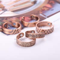 Anillo Magnético de Cobre Clásico Vintage de Alta Calidad, Diseño Geométrico, Certificado por Terceros, Uso Diario para Mujeres y Hombres, Ajustable