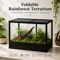 Terrarium pliable de luxe moderne en verre pour reptiles avec design respirant, construction durable, plateau et boîte en plastique